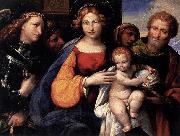 Benvenuto Tisi Virgin and Child with Saints Michael and Joseph oil on canvas